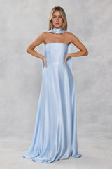 Satin Neck Scarf Light Blue