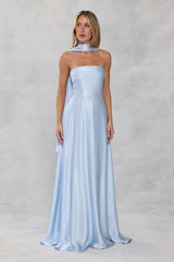 Satin Neck Scarf Light Blue