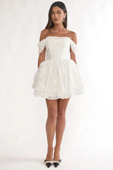 Lusting Off Shoulder Mini Dress White
