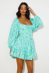 Long Beach Walks Mini Dress Mint