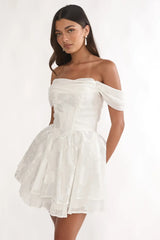 Lusting Off Shoulder Mini Dress White