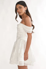 Lusting Off Shoulder Mini Dress White