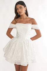 Lusting Off Shoulder Mini Dress White