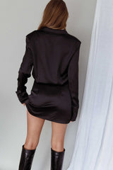 Lisbeth Collared Shirt Dress Black