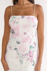 Kaela Crochet Overlay Maxi Dress Floral Pink