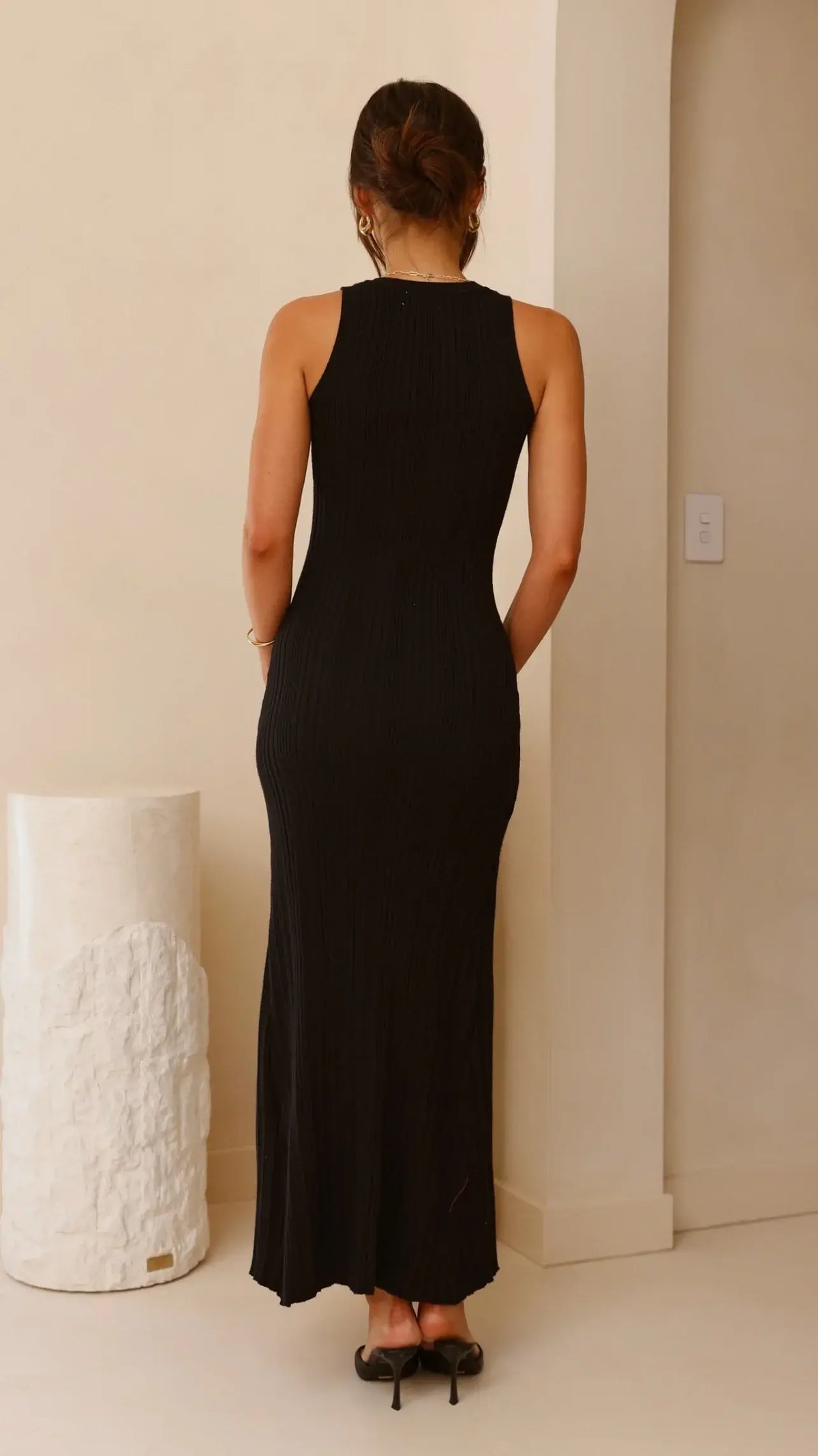 Aylah Knit Midi Dress - Black